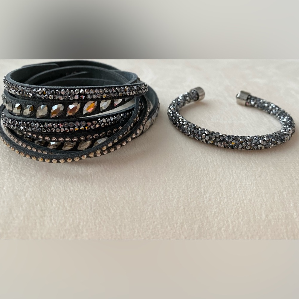 Set. Swarovski crystal wrap bracelet and cuff bracelet.